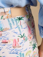 Joules White Printed Straight Fit Slim Mid Rise Jeans - Image 6 of 6