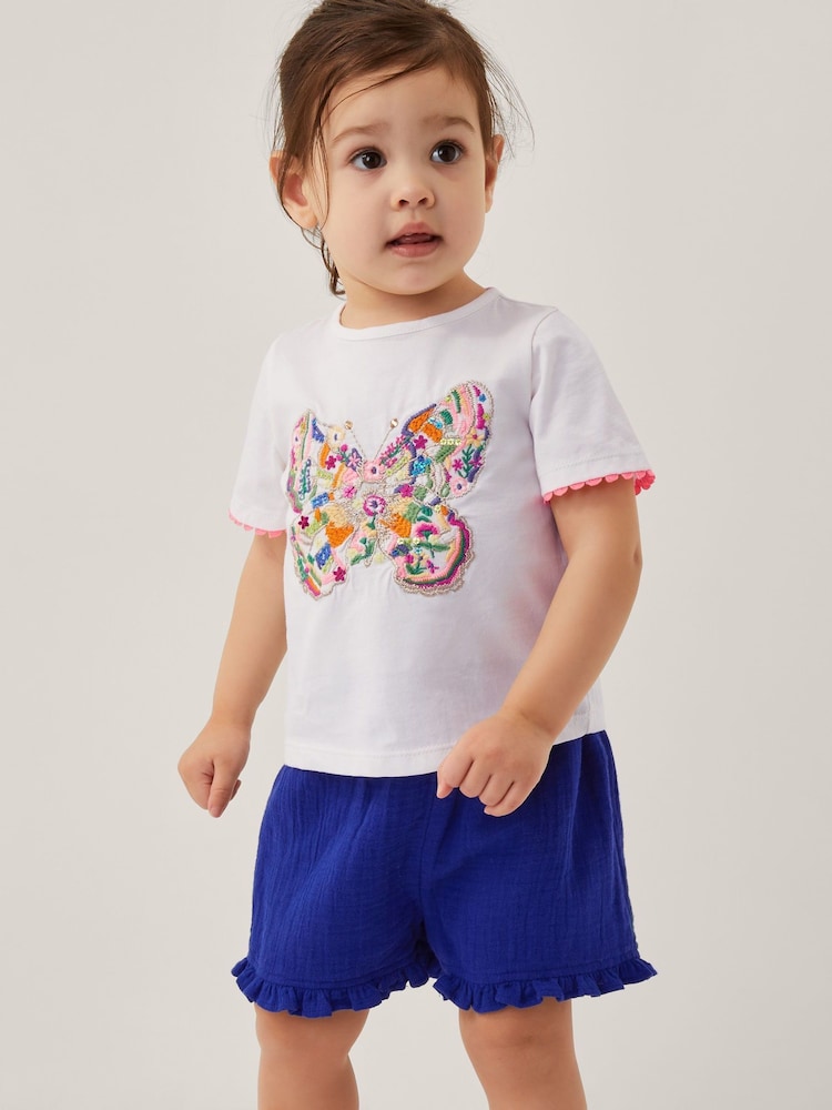 Monsoon Natural Baby Jersey Butterfly T-Shirt & Shorts Set - Image 1 of 4
