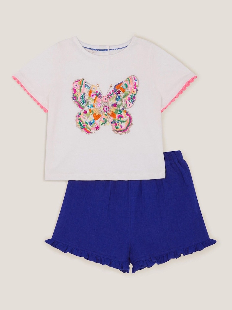 Monsoon Natural Baby Jersey Butterfly T-Shirt & Shorts Set - Image 2 of 4
