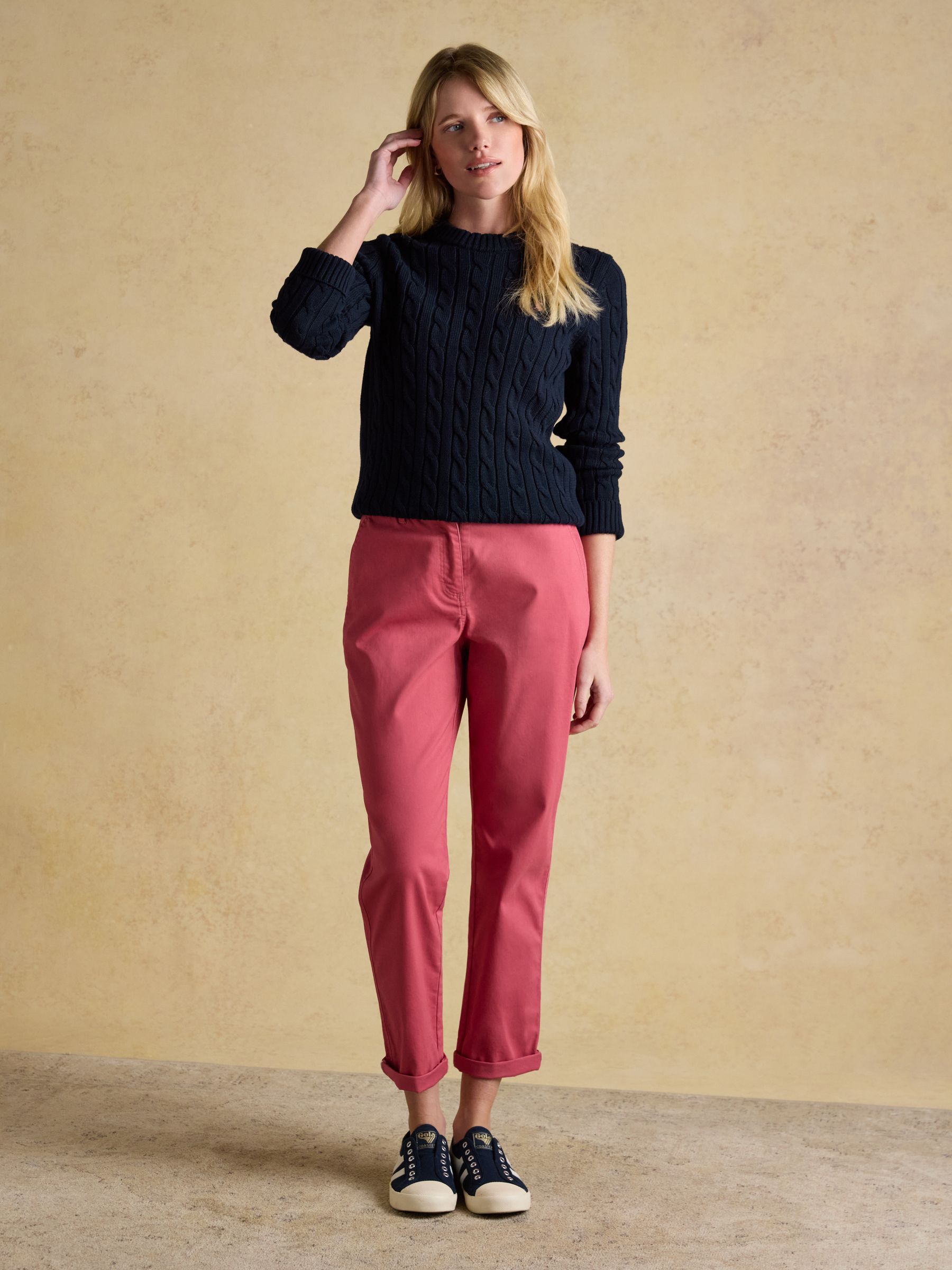 Joules Red Slim Fit Chino Trousers With Elasticated Waist