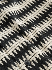 Black/Ecru Short Sleeve Textured Stripe Revere Shirt (3-16yrs) - Image 6 of 7