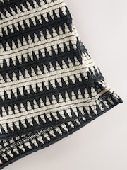 Black/Ecru Short Sleeve Textured Stripe Revere Shirt (3-16yrs) - Image 7 of 7