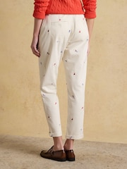 Joules Cream Embroidered Slim Fit Chino Trousers with Elasticated Waist - Image 5 of 11