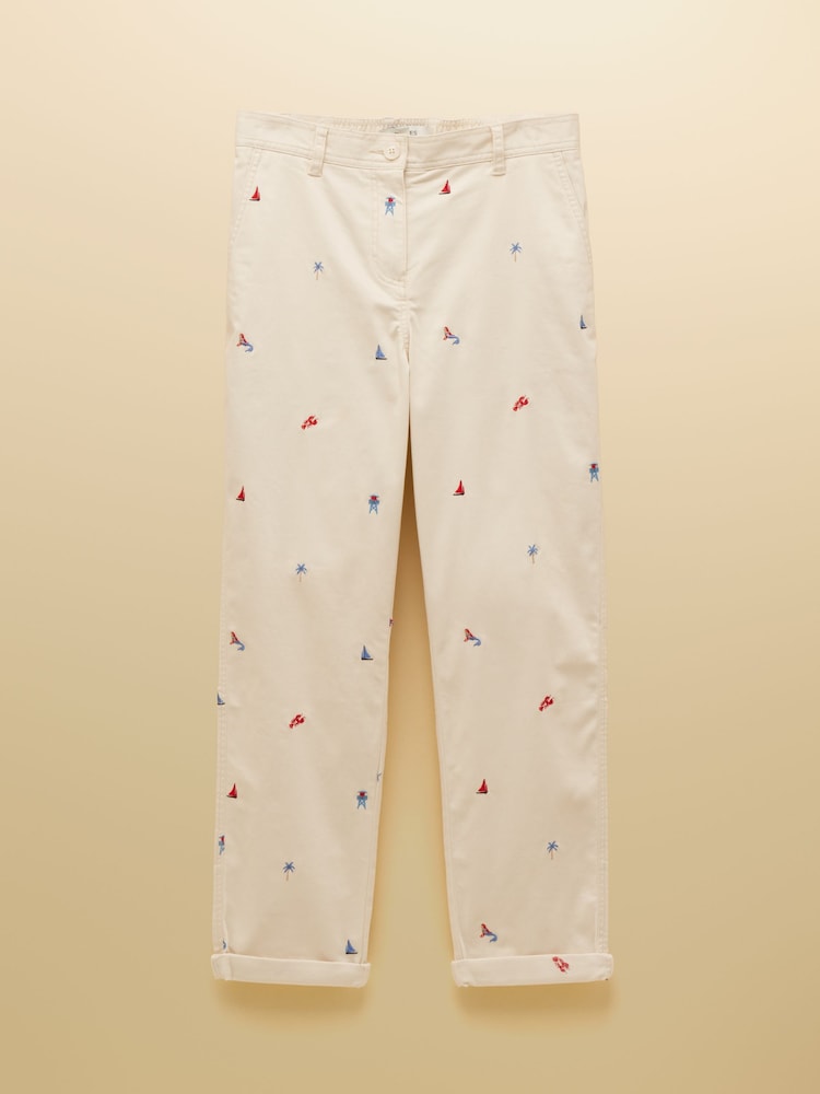 Joules Cream Embroidered Slim Fit Chino Trousers with Elasticated Waist - Image 8 of 8 Joules Cream Embroidered Slim Fit Chino Trousers with Elasticated Waist - Image 8 of 8