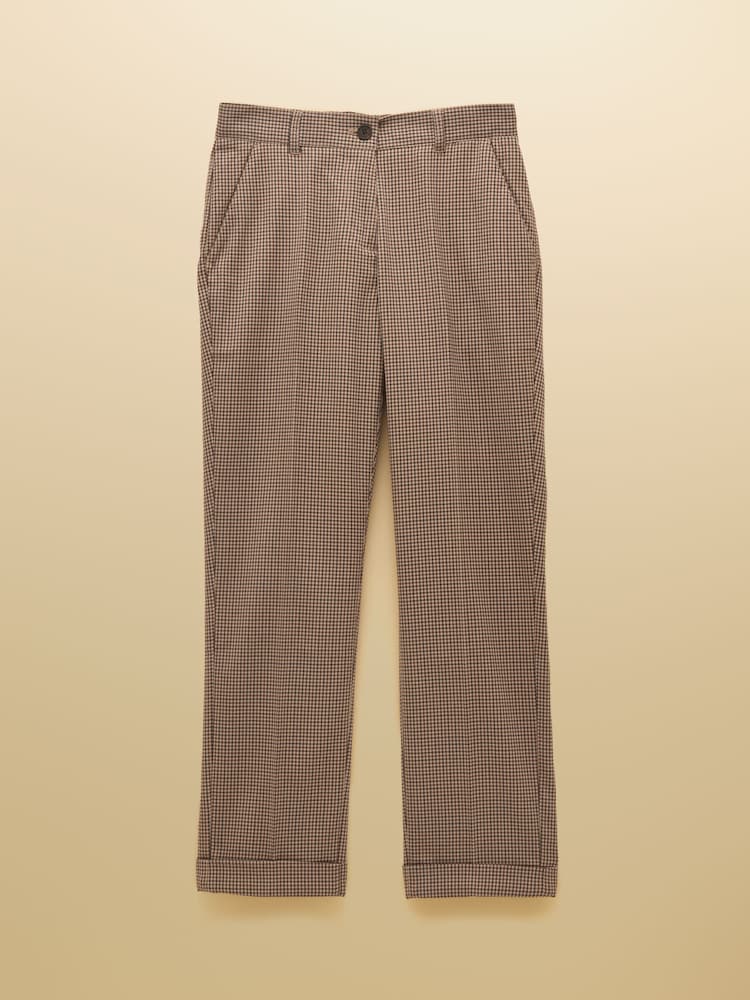 Joules Ada Brown Dogtooth Relaxed Trousers - Image 7 of 7