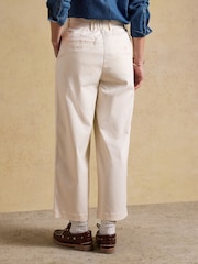 Joules Cream Wide Leg Cropped Chino Trousers with Elasticated Waist - Image 2 of 6