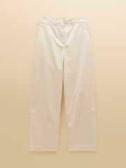 Joules Cream Wide Leg Cropped Chino Trousers with Elasticated Waist - Image 6 of 6
