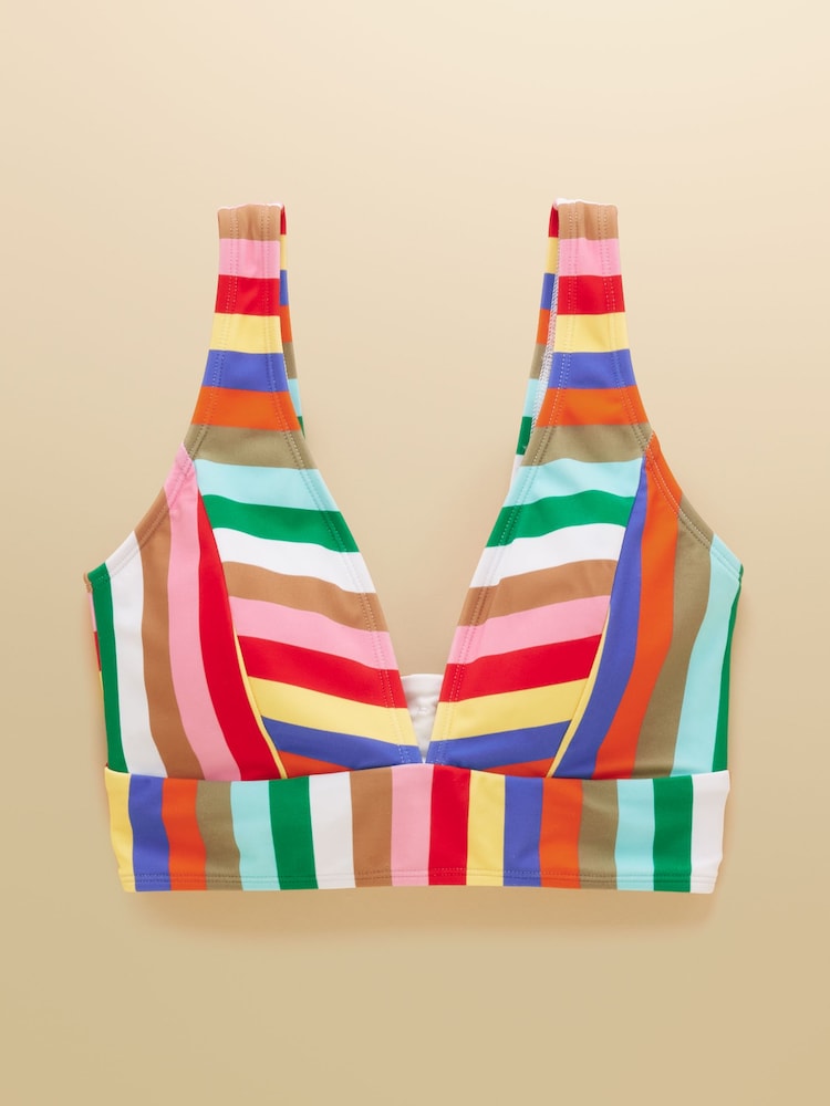 Joules Multi Striped Panel V-Neck Bikini Top - Image 9 of 9