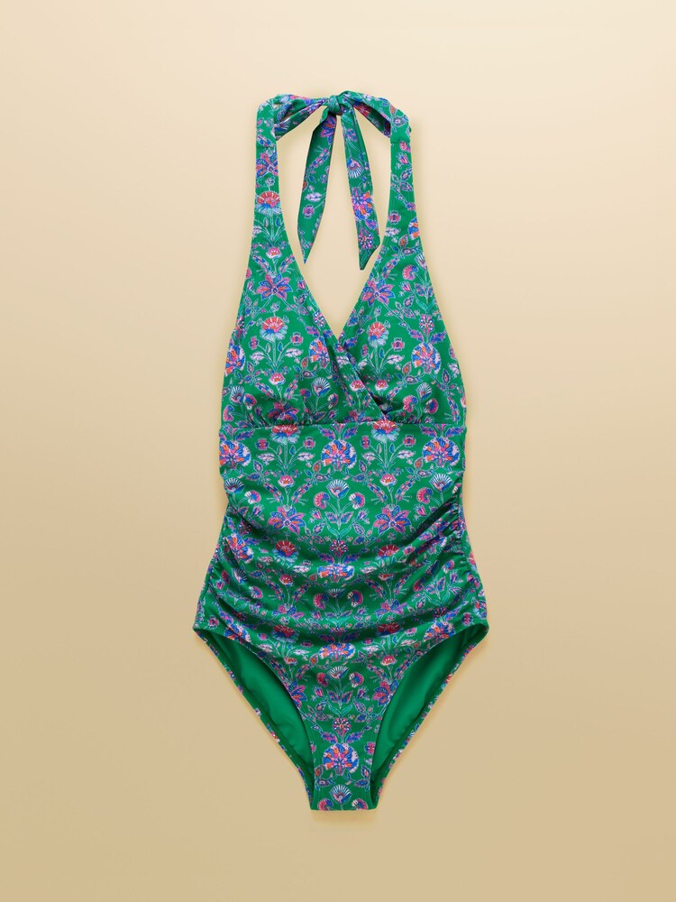 Joules Green Floral Wrap Halterneck Swimsuit - Image 8 of 8 Joules Green Floral Wrap Halterneck Swimsuit - Image 8 of 8