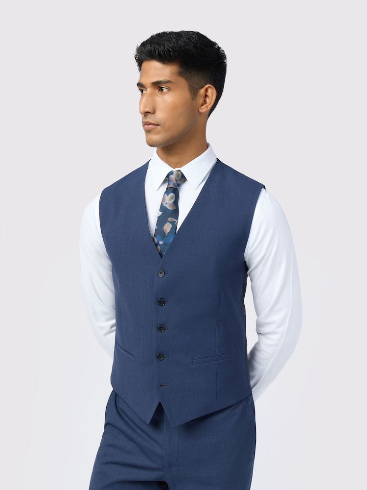 Ted Baker Tailoring Blue Performance Panama Waistcoat - Image 1 of 3