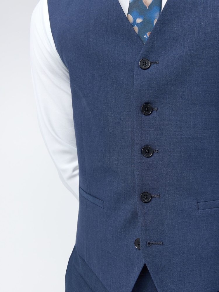Ted Baker Tailoring Blue Performance Panama Waistcoat - Image 3 of 3