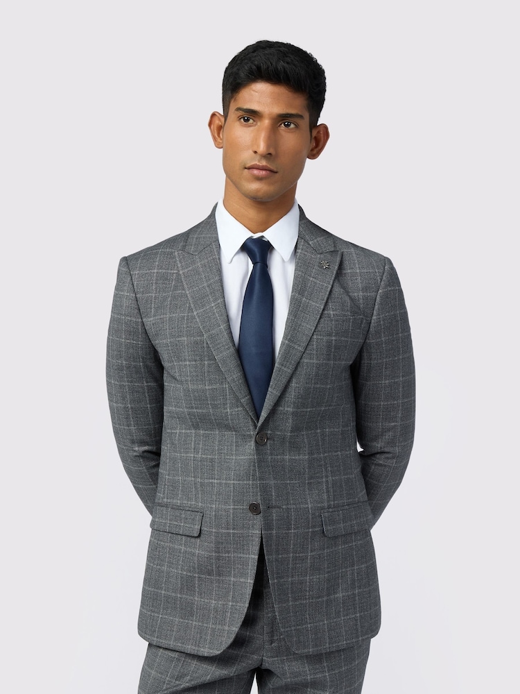 Ted Baker Tailoring Slim Grey Hilson Charc Text Jackets - Image 1 of 3 Ted Baker Tailoring Slim Grey Hilson Charc Text Jackets - Image 1 of 3