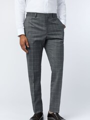 Ted Baker Tailoring Slim Grey Hilson Charc Text Check Trousers - Image 1 of 3