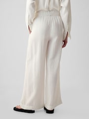 Gap White Crinkle Cotton Wide Leg Pull On Trouser - Image 2 of 5