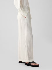 Gap White Crinkle Cotton Wide Leg Pull On Trouser - Image 3 of 5