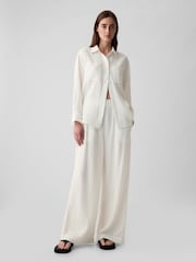 Gap White Crinkle Cotton Wide Leg Pull On Trouser - Image 4 of 5