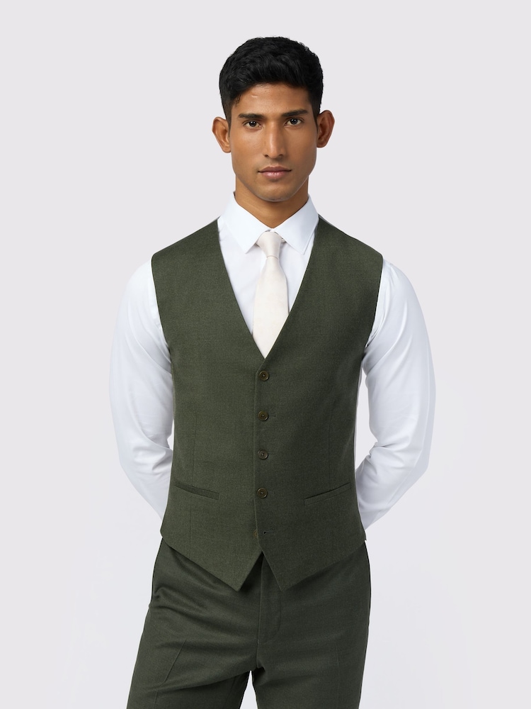 Ted Baker Tailoring Green Lear Flannel Waistcoat - Image 1 of 2 Ted Baker Tailoring Green Lear Flannel Waistcoat - Image 1 of 2