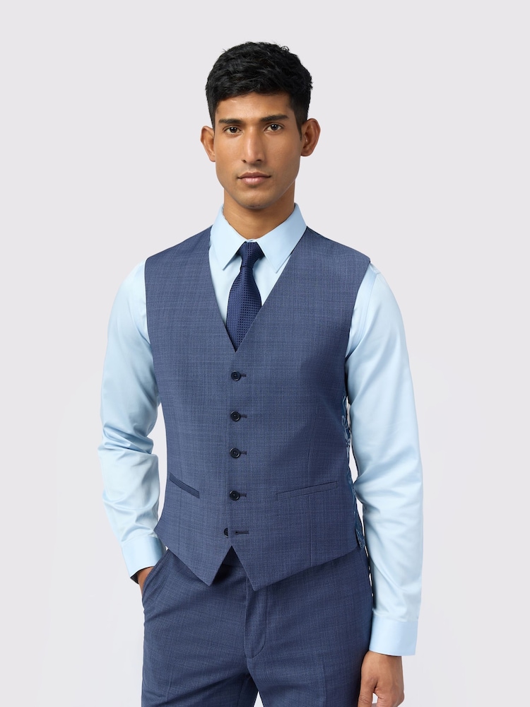 Ted Baker Tailoring Blue Foyle Airforce Scratch Waistcoat - Image 1 of 2 Ted Baker Tailoring Blue Foyle Airforce Scratch Waistcoat - Image 1 of 2