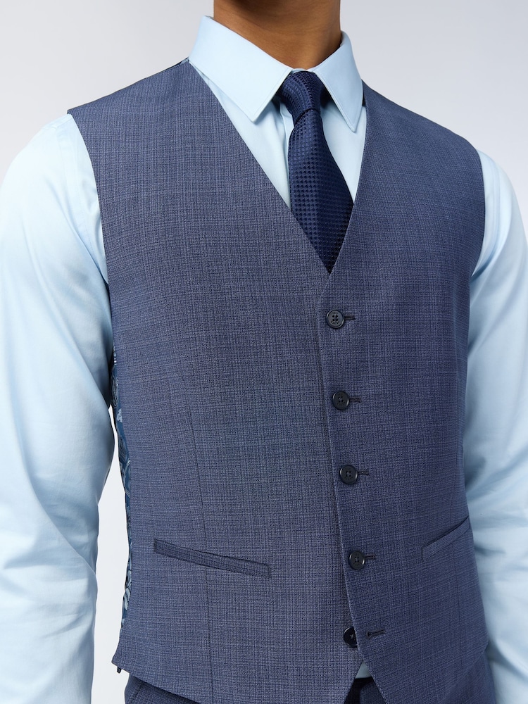 Ted Baker Tailoring Blue Foyle Airforce Scratch Waistcoat - Image 2 of 2 Ted Baker Tailoring Blue Foyle Airforce Scratch Waistcoat - Image 2 of 2