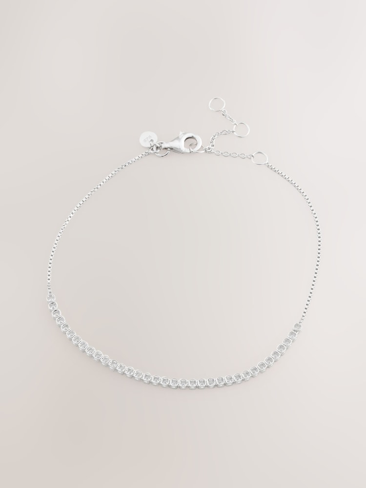 Sterling Silver Plated Tennis Bracelet - Image 1 of 6 Sterling Silver Plated Tennis Bracelet - Image 1 of 6