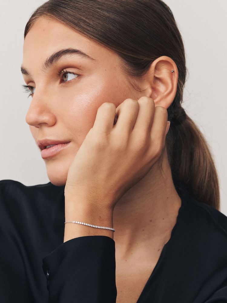 Sterling Silver Plated Tennis Bracelet - Image 6 of 6 Sterling Silver Plated Tennis Bracelet - Image 6 of 6