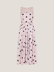 Monsoon Natural Sicily Polka Dot Fit & Flare Midi Dress - Image 6 of 6