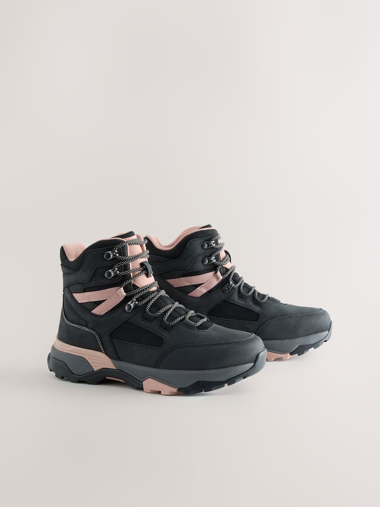 Black/Pink Forever Comfort® Waterproof Lace Up Walking Boots - Image 2 of 5 Black/Pink Forever Comfort® Waterproof Lace Up Walking Boots - Image 2 of 5