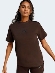 adidas Brown All Over Pront 3-Stripe T-Shirt - Image 4 of 6