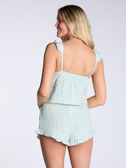 Boux Avenue Green Gingham Crinkle Cami and Short Pyjamas Set - Image 2 of 5