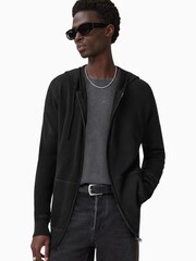 AllSaints Black Maes Merino Zip Hoodie - Image 1 of 9
