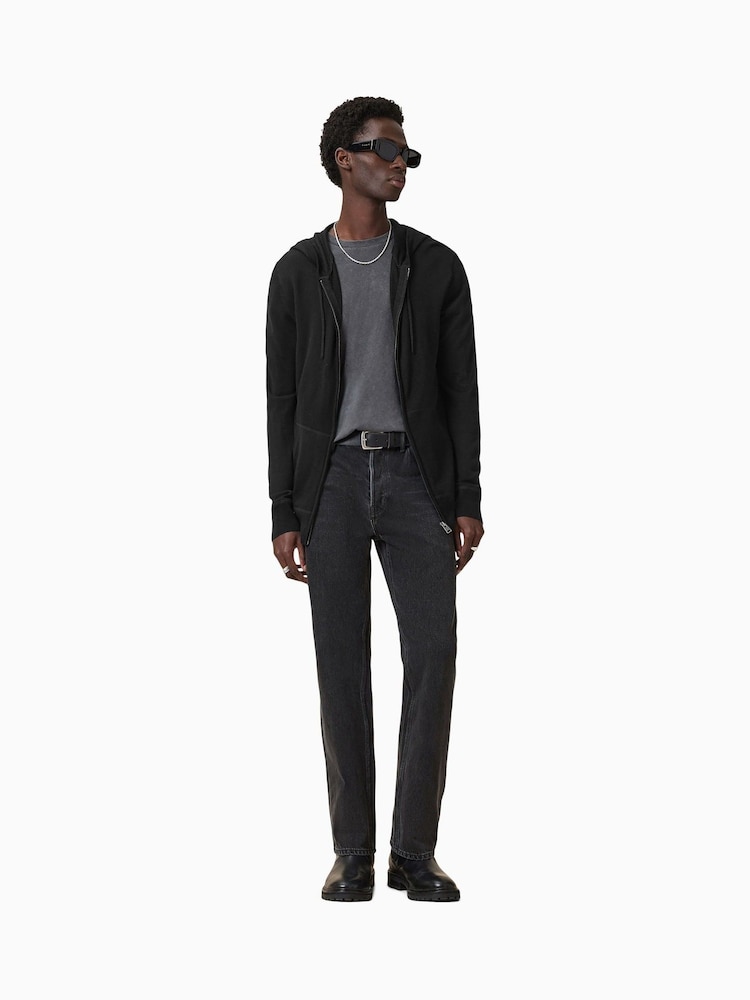 AllSaints Black Maes Merino Zip Hoodie - Image 2 of 9