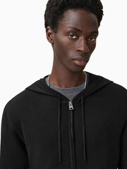 AllSaints Black Maes Merino Zip Hoodie - Image 3 of 9