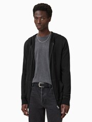 AllSaints Black Maes Merino Zip Hoodie - Image 5 of 9