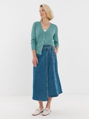 JD Williams Blue V-Neck Cardigan - Image 4 of 4