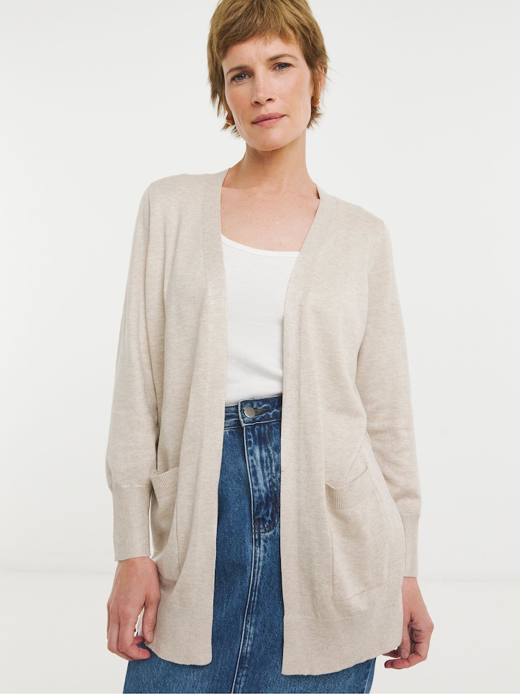 JD Williams Natural Longline Edge To Edge Cardigan - Image 1 of 4