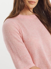 JD Williams Pink Sheer Half Sleeve Knitted T-Shirt - Image 3 of 4