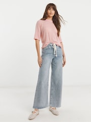 JD Williams Pink Sheer Half Sleeve Knitted T-Shirt - Image 4 of 4