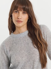 JD Williams Grey Sheer Half Sleeve Knitted T-Shirt - Image 3 of 4