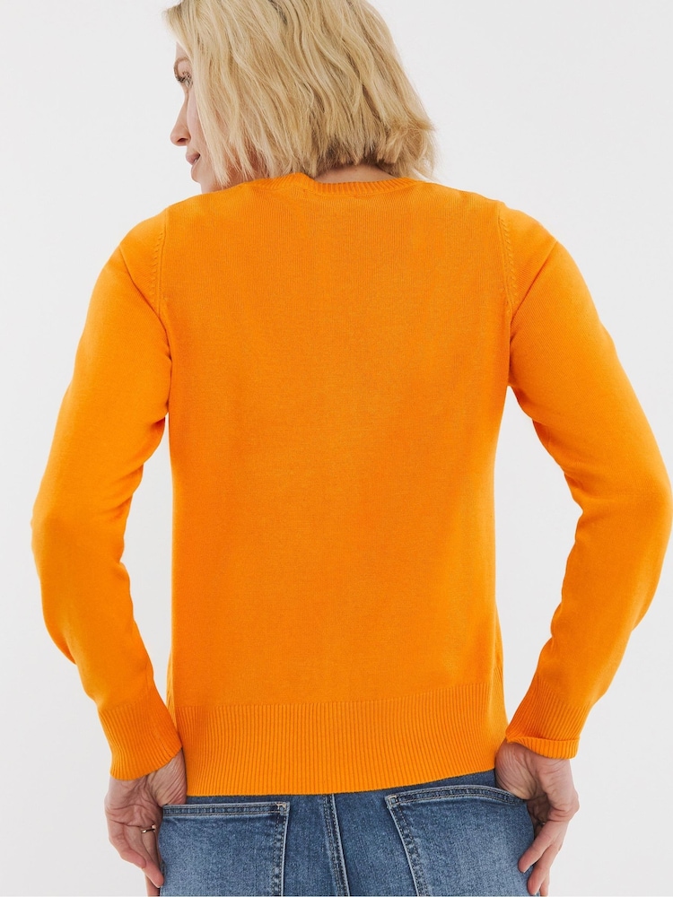 JD Williams Orange Crew Neck Cardigan - Image 2 of 4 JD Williams Orange Crew Neck Cardigan - Image 2 of 4