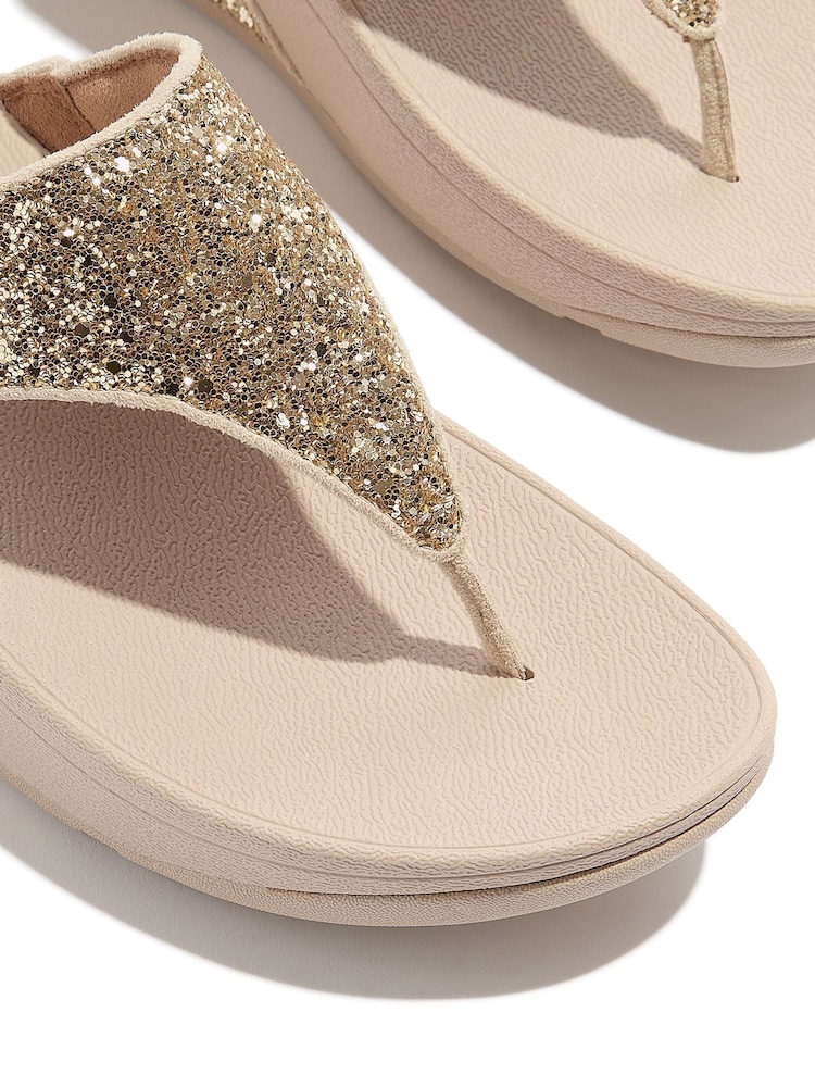 FitFlop Silver Lulu Glitter Toe Thongs Sandals - Image 4 of 4