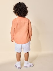 Orange Grandad Collar Linen Mix Shirt (3mths-7yrs) - Image 3 of 7