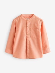 Orange Grandad Collar Linen Mix Shirt (3mths-7yrs) - Image 4 of 7