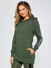 Pineapple Green Khaki Silver Longline Hoodie - Image 1 of 5