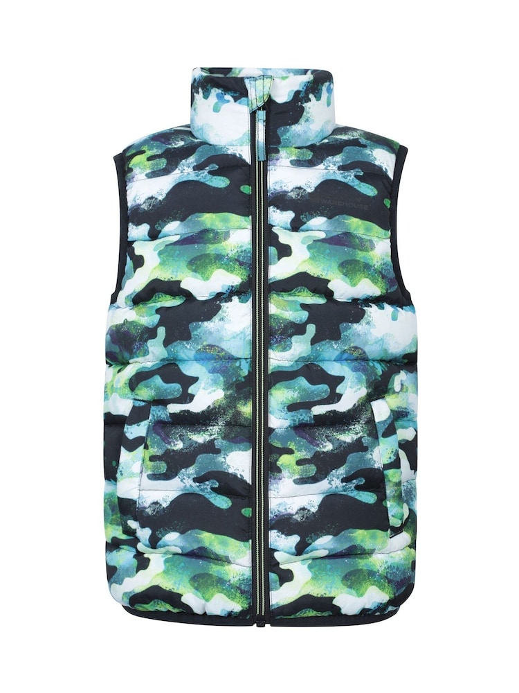 Mountain Warehouse Green Kids Rocko Printed Padded Gilet - Image 1 of 5 Mountain Warehouse Green Kids Rocko Printed Padded Gilet - Image 1 of 5