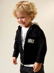 Črna Ripstop - Komplet srajce s kapuco in majice iz kepra (3mesecev-7let) - Slika 1 iz 4