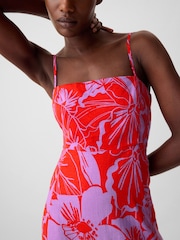 Gap Red Floral Linen Blend Removable Straps Midi Dress - Image 5 of 6