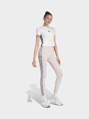 adidas Cream Seasonal Essentials Leopard Print Tights With 3-Stripes - Image 3 of 6