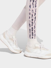 adidas Cream Seasonal Essentials Leopard Print Tights With 3-Stripes - Image 5 of 6