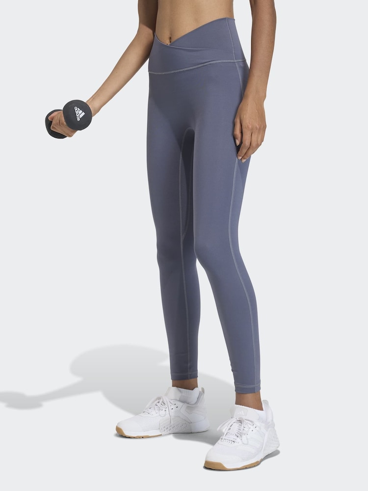 adidas Grey 3 -Stripes Studio All Me 7/8 X Over Leggings - Image 1 of 6