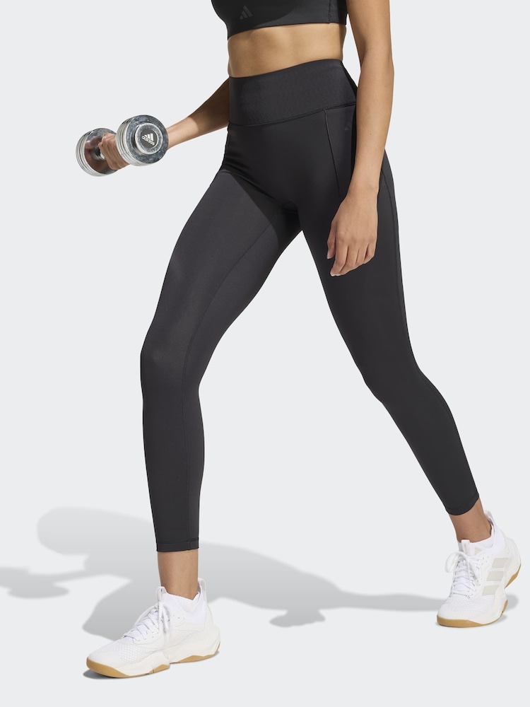 adidas Black Optime Power 7/8 Leggings - Image 1 of 6 adidas Black Optime Power 7/8 Leggings - Image 1 of 6
